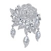 EVER FAITH Rose Flower Leaf Wedding Brooch Pendant Austrian Crystal