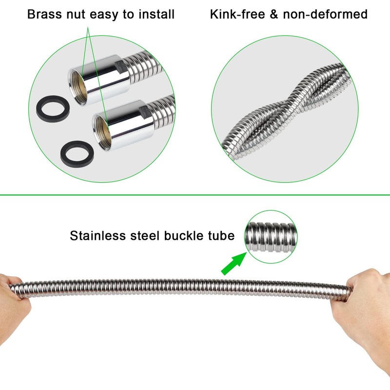 KWODE Pre-rinse Hose 44" Flexible Stainless Hose Replacement Kit For