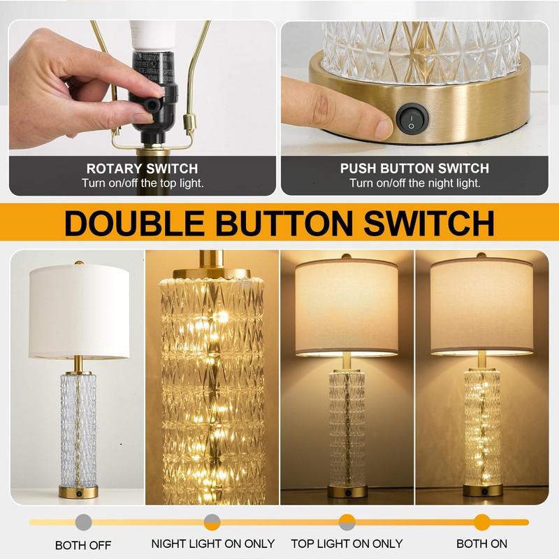 Oneach 27.75” Table Lamps Set of 2, Gold Modern Bedside