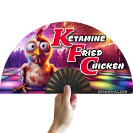 PandaTak Large Funny Folding Handheld Fans: 13-inch Bamboo Rave Fan, Foldable and Perfect for Gay Parties, EDM Festivals and Ravers (KFC)