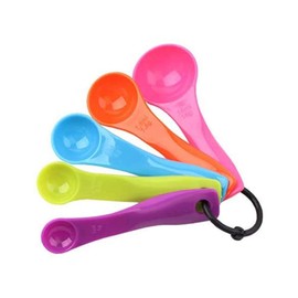 Rightox Measuring Spoon Set Food Grade BPA Free Durable Plastic Kitchen Utensil Set 5 Pieces Multicolour
