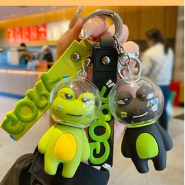 HSYHERE Llavero de metal creativo divertido astronauta rana científica para mujeres y hombres, Negro -, Small