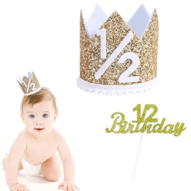 Samcos Birthday Crown, Cake Decoration, Crown Hat, Birthday Hat, Crown, Cake Insert Card, Cute, Sparkling, Fashionable, Anniversary, Party, Photography, Celebration (White)