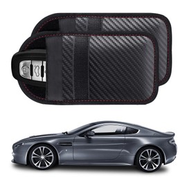 Kewucn 2 Pack Faraday Bag for Key Fob, RFID Signal Blocking Key Fob Protector and Anti-Hacking Faraday Cage, Carbon Fiber Anti-Theft Car Keys Faraday Pouch, Premium Car Key Safe Protector (Medium)