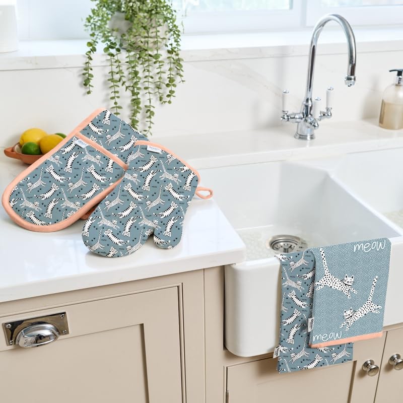 Dexam Meow Recycled Cotton Set of 2 Tea Towels -