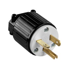 ENERLITES NEMA 6-20P Straight Blade Replacement Plug Connector, Male Extension Cord Ends, 20 Amp, 250 Volt, 2 Pole, 3 Wire Grounding, Industrial Grade, Heavy Duty, UL Listed, 66230-BK, Black