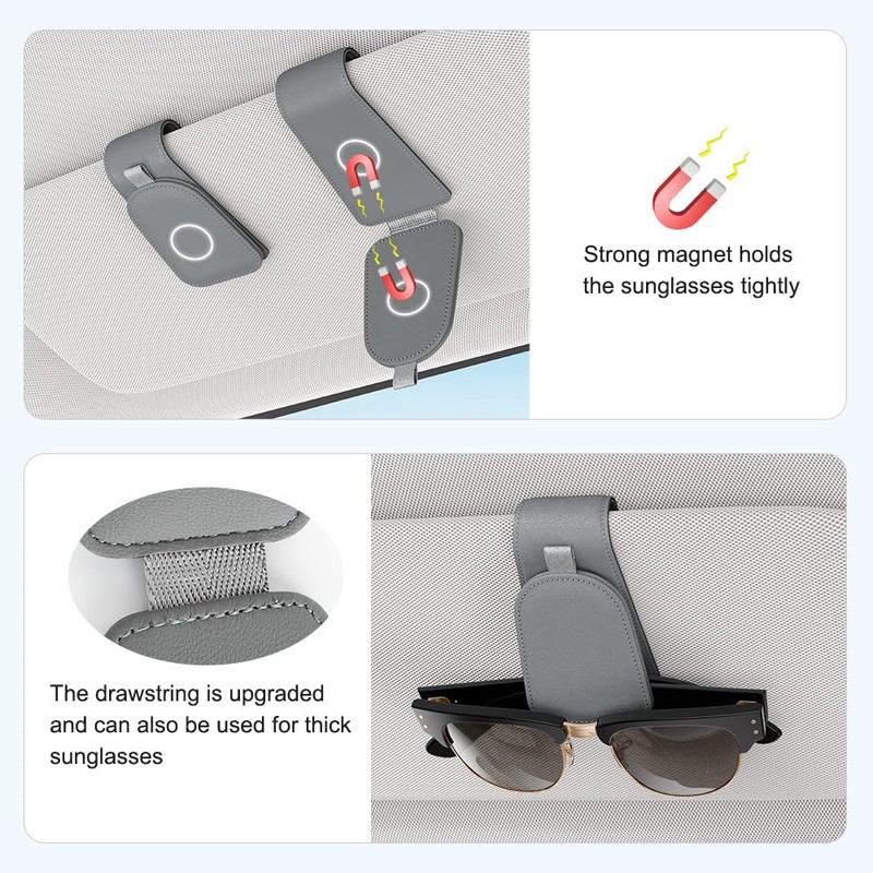 Sotfamily Sunglass Holder for Car Visor, Suede Cloth Magnetic Sunglass