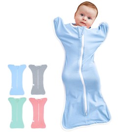 HINATAA Baby Swaddling Bag 0-3 Months / 3-6 Months, Baby Sleeping Bag Newborn Organic Cotton, Baby Swaddle All Year Round Baby Swaddle Blanket for Boys Girls, Adjustable Swaddling Cloths Baby, blue