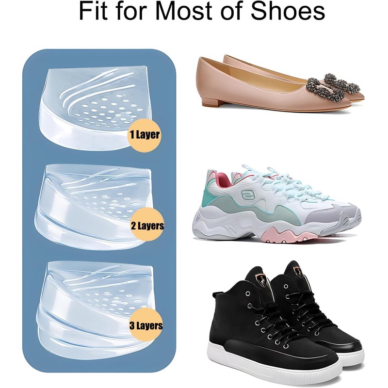 Two Pairs Overpronation Insoles,3 Layers Adjustable Heel Wedge Corrective Inserts,Correction