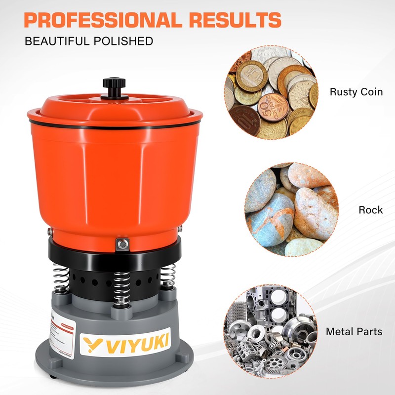 VIYUKI 9LBS Vibratory Tumbler Polishing Machine for Rocks/Metal Parts/Screw