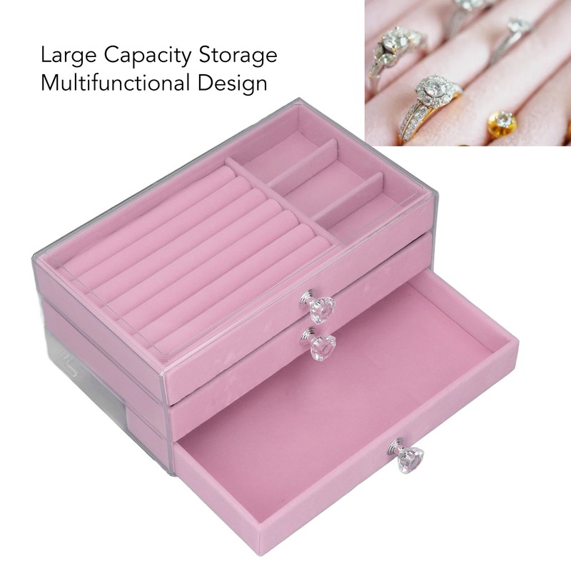Acrylic Jewelry Organizer 3 Drawers Storage Box Transparent Jewelry Display