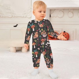 AuHomea Colorful Mushrooms Snails Butterflies Newborn Baby Romper Clothing Cute Infant Long Sleeve Clothes Jumpsuit Playsuit One Piece Outfit for 12-18M Boy And Girl