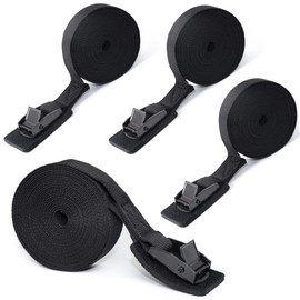 Lashing Straps with Clamping Lock and Padding Lashing Strap Set of 4 Lashing Straps Lashing Strap Fastening Straps Adjustable Black for Bicycle Motorcycle 2.5 cm x 3.5 m