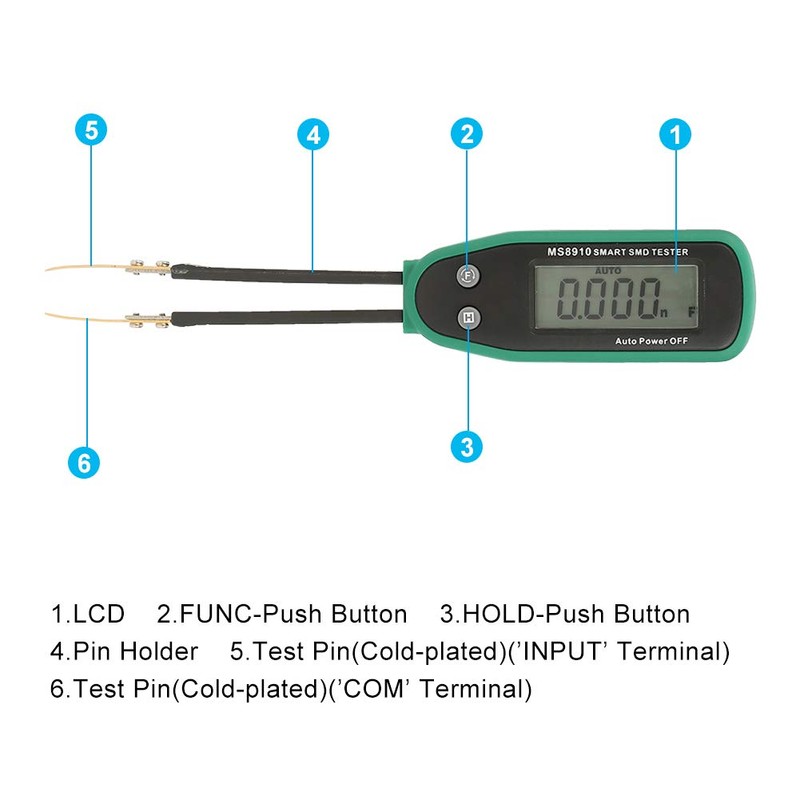 Akozon SMD Tester, 3000 Counts Smart Digital SMD Hand Resistance