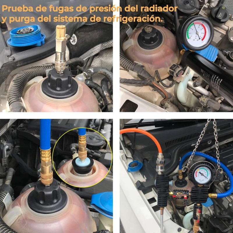 Kit Probador De Fugas Presión Radiador Con Kit Purga 28