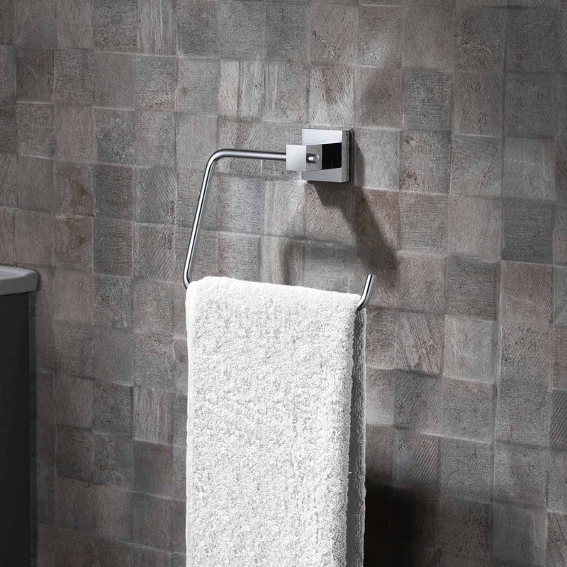 KIBI Cube Bath Hand Towel Ring, Modern Bathroom Towel Holder,