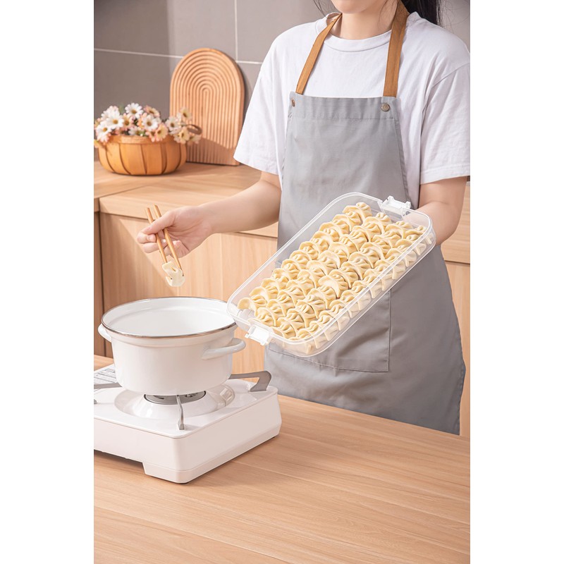 LOEZ 4-Layer Food Storage Container, Stackable Snack Container with Lid,
