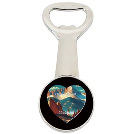 Colorado Springs Colorado Travel Souvenir Destination Heart Shape Design Magnetic Bottle Opener Single