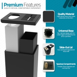 Superior Essentials Car Tissue Holder with Car Garbage Can - Elegant 2 in 1 Car Tissue Box Holder and Mini Trash Can for Car Cup Holder (Black)