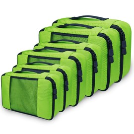 Packing Cubes Set, Netspower Kleidertaschen Kofferorganizer mit Netzmaterial, 6 Stück Reisegepäck Packtaschen Reisetaschen für Reisen Rucksack Koffer Schuhe Kleidung Kosmetik - Grün