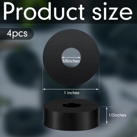 Fabbay Multi Purpose Rubber Spacer 1 Inch OD x 3/8 Inch ID x 1/2 Inch Thickness Black Round Rubber Washers Anti Vibration Rubber Bushings Spacers Washers for Home and Car Accessories(4 Pcs)
