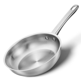 KOCH SYSTEME CS Stainless Steel Frying Pan 8 Inch, Small Skillets for Professional Cookware with Tri-ply Bottom, PFAS-Free Steel Cooking Pan, Induction Compatible, Dishwasher Safe, Oven Safe to 450℉