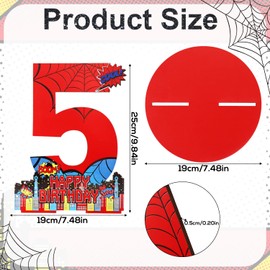 Spider 5th Birthday Centerpiece Decoration, Wooden Number 5 Table Topper with Spider Web Design Ideal for Kids Birthday Themed Events Party Supplies & Photo Props