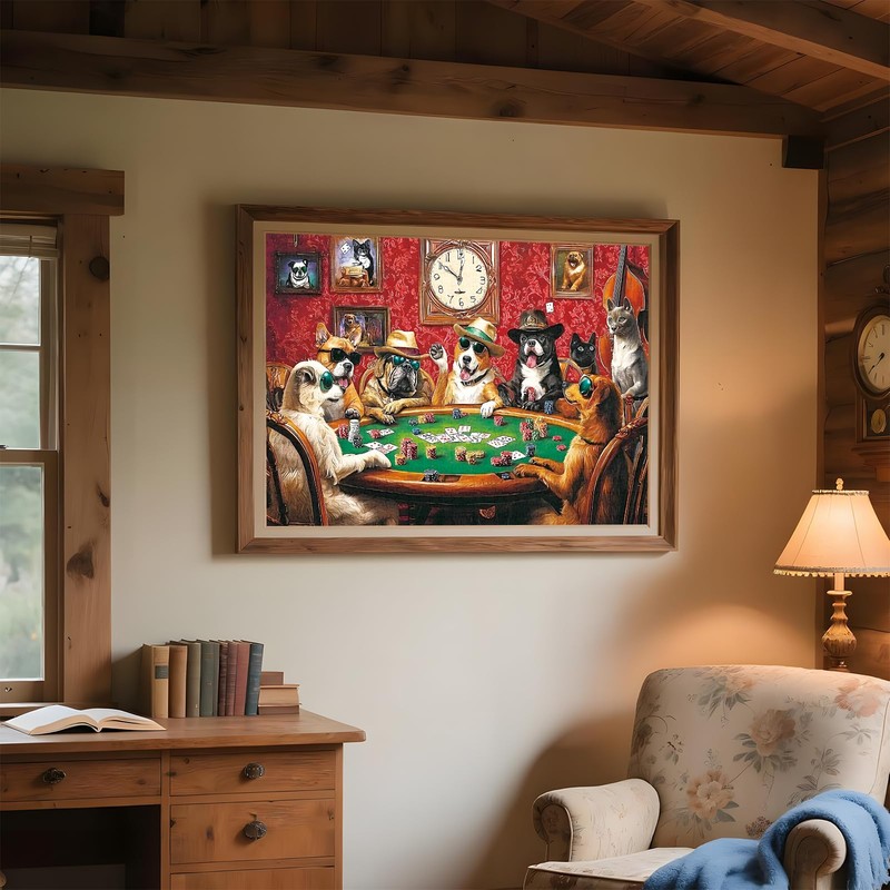 2000 Piece Puzzles for Adults – Funny Dogs Playing Poker