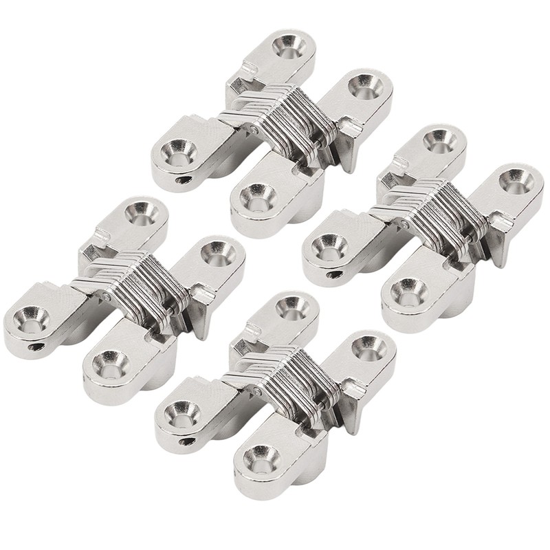 4Pcs Mini Zinc Alloy Cross Hidden Hinge 180 Degree Swing