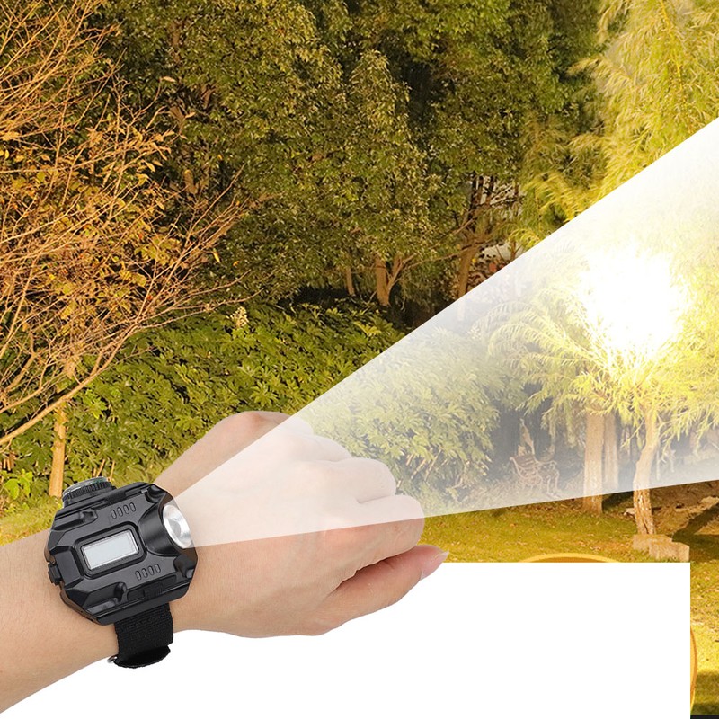 Outdoor Waterproof LED Portable Wrist Light Highlight Flashlight with Display
