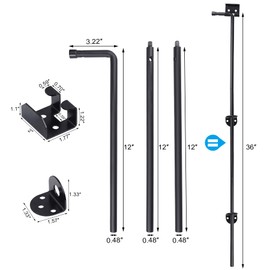 36" Heavy Duty Cane Bolt Gate Drop Rod, Ground Latch Solid Steel Gate Hardware for Wood PVC Vinyl Metal Fences Gates Double Doors, Black-1PCS
