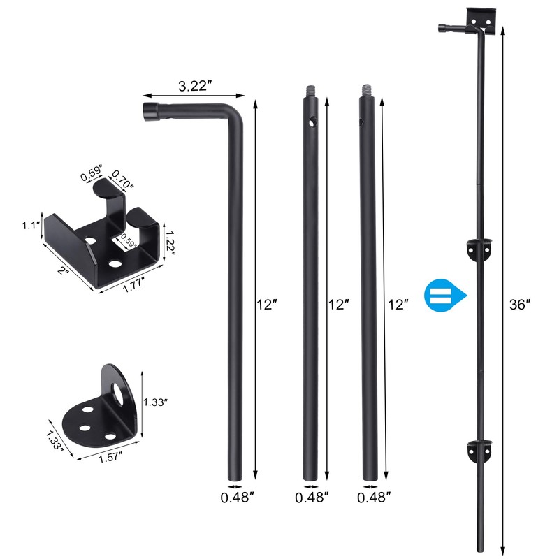 36" Heavy Duty Cane Bolt Gate Drop Rod, Ground Latch