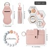 KESOCORAY Women Wristlet Bracelet Keychain Wallet,Silicone Wooden Beaded Bangle Key