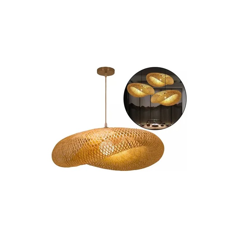 Z . Lámpara Colgante Led De Tela De Bambú. Z