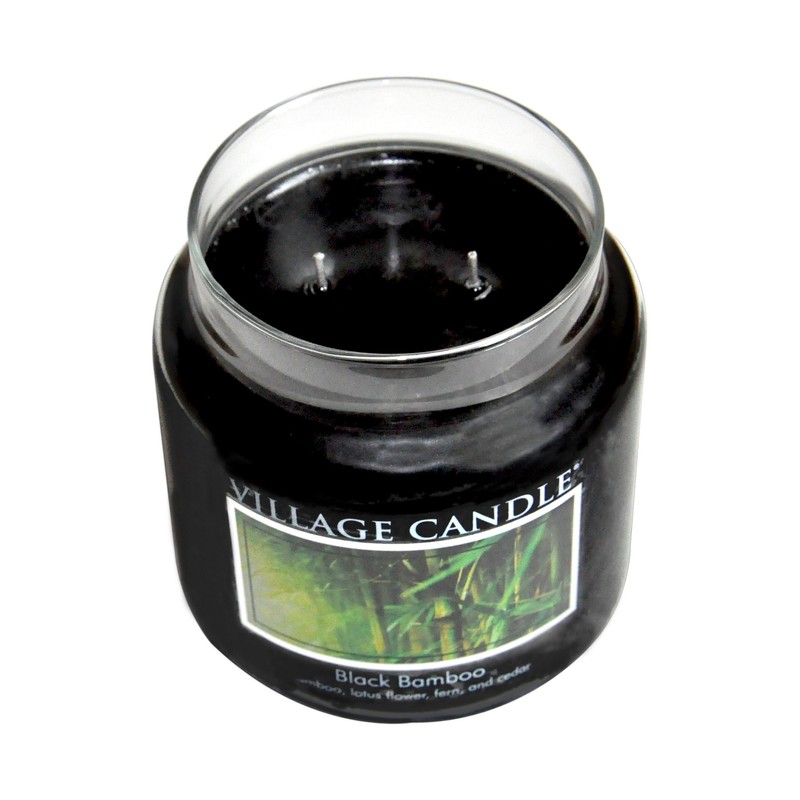Village Candle Black Bamboo Large Glass Apothecary Jar Scented Candle,