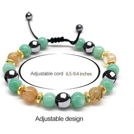 Yellow crystal agate tiger eye lapis lazuli bead woven bracelet bracelet (Green, One Size)