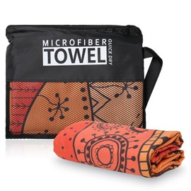 Microfibre Beach Towels for Adults Women Men Extra Large Lightweight Quick Dry Sand Free Travel Towel Double Sided Printing for Swim Sports with Mesh Bag 80×180cm Desert Camel 1 Pack