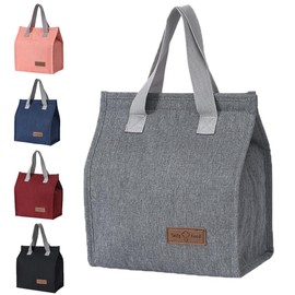 June tech Lunch Bag Insulated Tote Bag for Women Men Resuable Cooler Bag Tote Bag for Kids Adults Thermal Cooler Bag for Work School Picnic Travel (Grey)