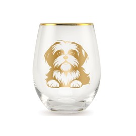 Onebttl Shih Tzu Gifts for Women, Dog Mom, Dog Lover Gifts for Women Dog Owner, 17 Oz Stemless Wine Glass