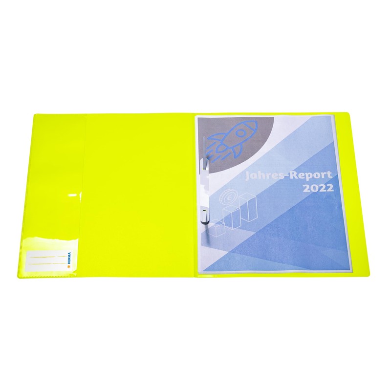HERMA 19636 File Folder A4 Translucent Neon Yellow Sturdy Plastic