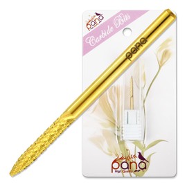 PANA 3/32" Carbide Cuticle Nail Drill Bit for Cuticle Cleaning, Dead Skin Removal, Gel Polish & Acrylic Removal, Under Nail Cleaner, Nail Salon, Manicure Tools (UNC- Gold, Fine)