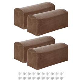 uxcell 4Pcs Stretch Armrest Covers, Polyester Soft Armchair Slipcovers Couch Recliner Arm Cover with Twist Pins for Chair Sofa Protector, Dark Brown