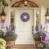 18 inch Spring Lavender Wreaths for Front Door with Lights