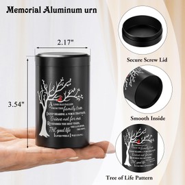 SOITIS Set of 4 Small Urns for Human Ashes Keepsake, 3.54 Inches Stainless Steel Mini Urns for Ashes, Cremation Urns for Women Men, Funeral Keepsake Burial Holder