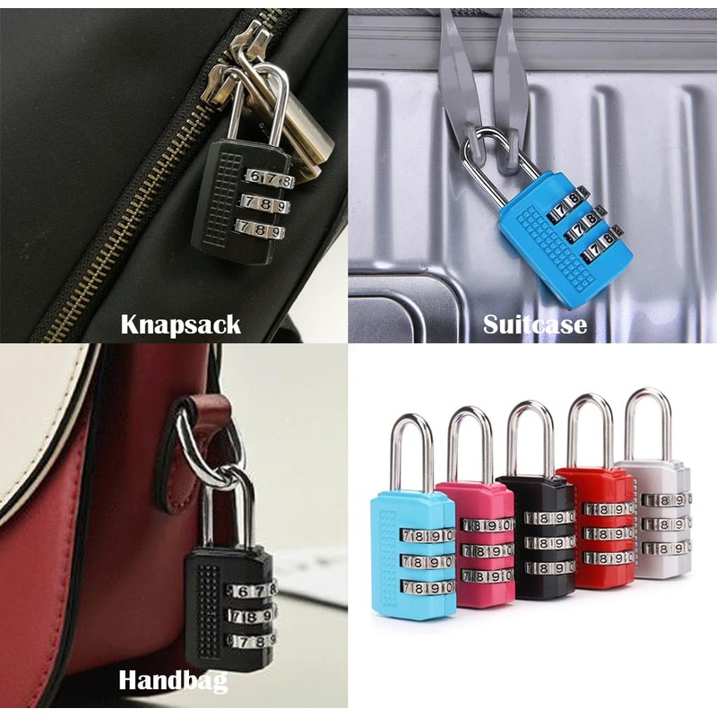 Kellegour 8 Pcs Luggage Locks 3 Digit Combination Padlock,3 Digit