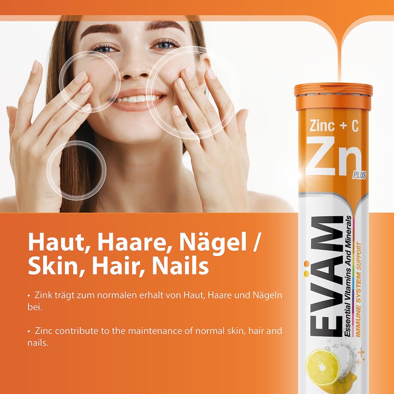 EVÄM Zinc Plus Vitamin C Effervescent Tablets, Lemon Flavour, 3