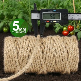 PerkDecor Jute Rope 5MM x 150FT 6Ply Twisted Rope for Crafts Projects Cat Scratcher Scratching Post Tree Gift Wrapping Home Decoration Packing Christmas Twine Bulk (Brown 5mm* 150ft)