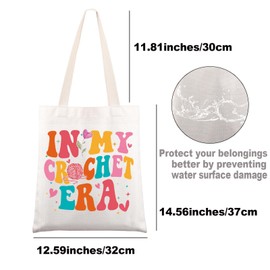 JNIAP Crochet Tote Bag Crochet Lover Gifts In My Crochet Era Shoulder Bag Knitting Canvas Bag Crafter Mom Gift, In My Crochet Era Tb, Large
