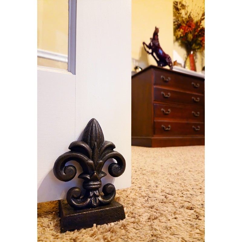 Lulu Decor 100% Cast Iron Fleur De Lis Door Stopper,