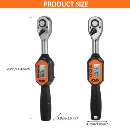 EWM-R-100 1/2'' Drive Mini Digital Torque Wrench Handheld Portable Digital Torque Wrench Large Screen with Backlight Sound LED Alarm Real-time Peak Preset Mode 3 Measuring Modes Four Units Switchable